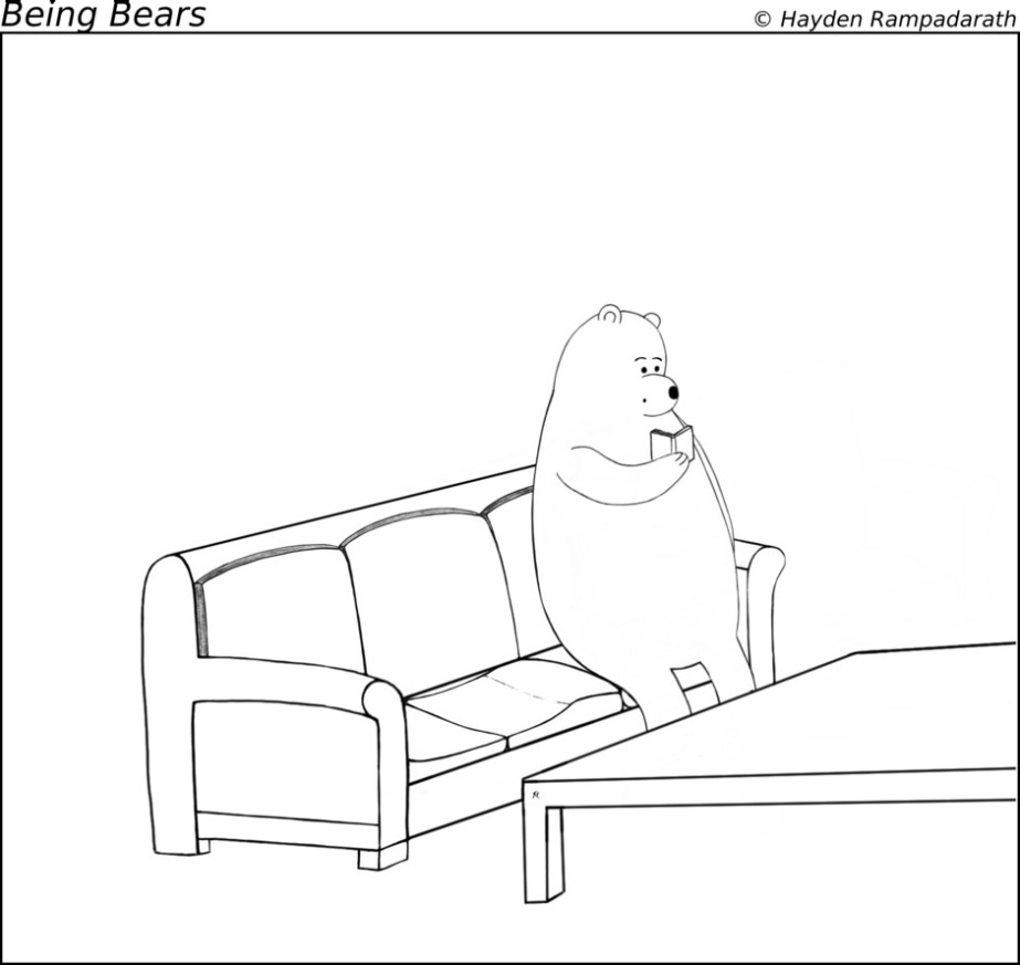 cute cartoon bear on couch